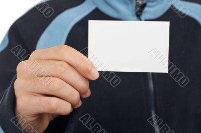 Teenager with a blank card