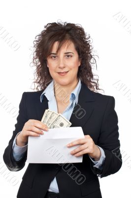 Put dollars bills on the envelope