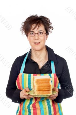 Holding a some slices of bread