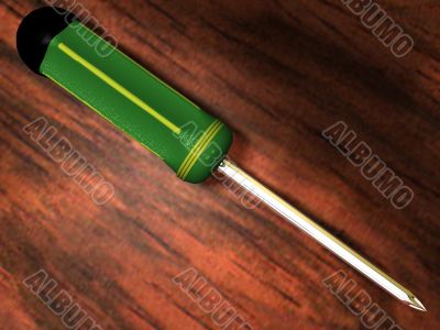 Green screwdriver on table