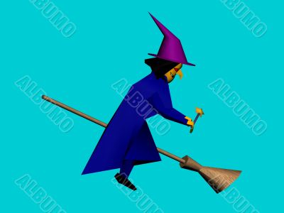 Old witch on broom