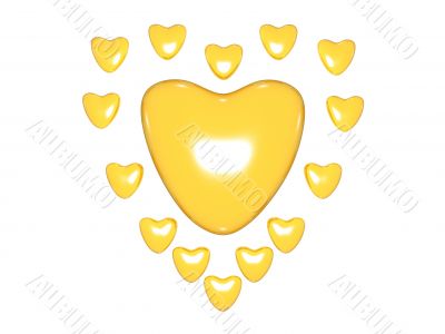 Gold valentine hearts
