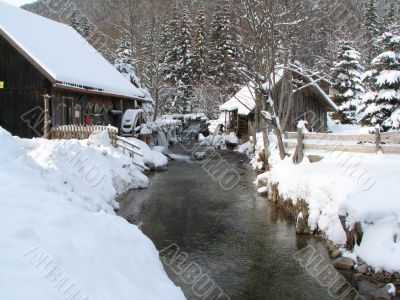 A snowy winter creek