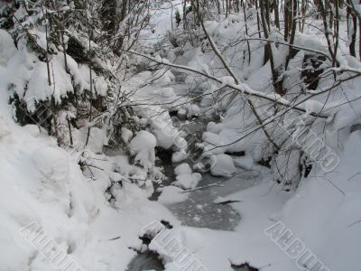 A snowy winter creek