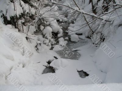 A snowy winter creek