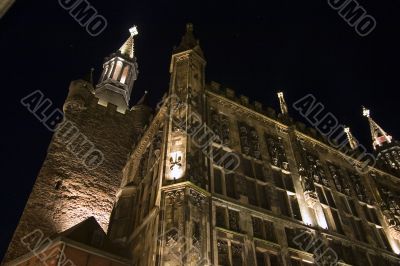 City hall of Aachen (Germany) at night