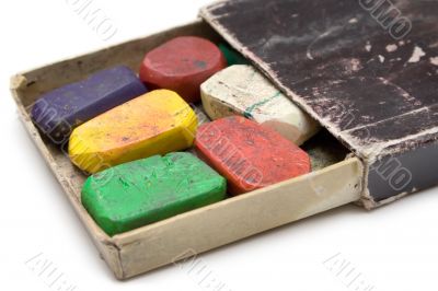 Grungy Box of Wax Crayons