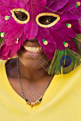 young girl with mask