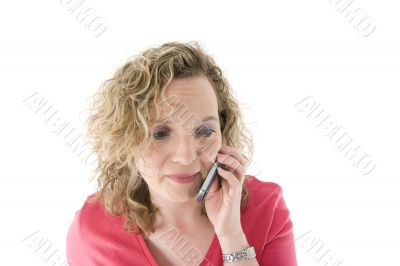 Attractive blonde with a phone