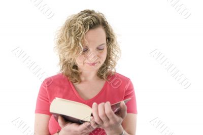 Attractive blonde reading a book