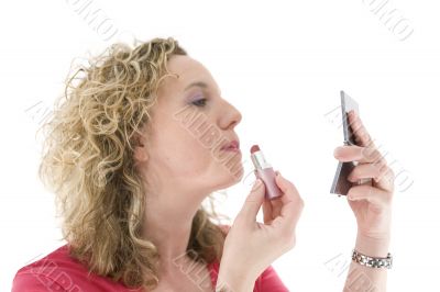 Attractive blonde with a lipstick