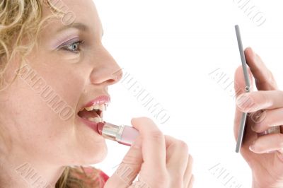 Attractive blonde with a lipstick