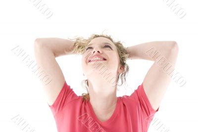 Sexy blonde posing in front of the camera