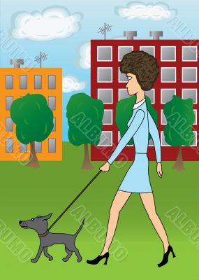 The girl with a dog