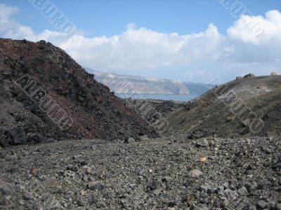 Nea Kameni volcanic island