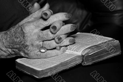 Senior`s hands in prayer