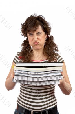 Busy young student woman