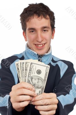 Showing a fan money