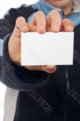 Teenager with a blank card