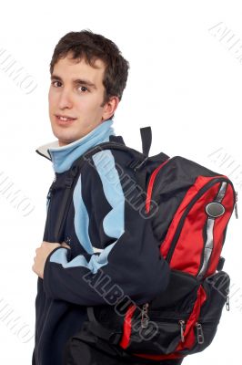 Young student with backpack