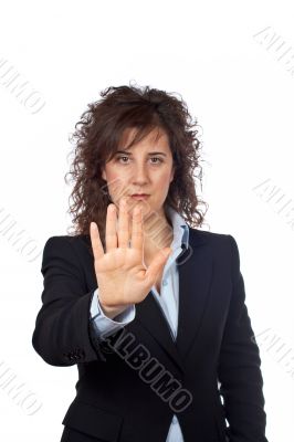 Business woman saying stop