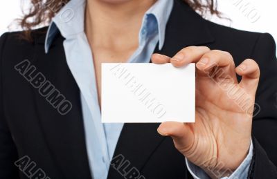 Holding one blank card
