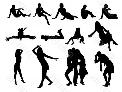  Women silhouettes black