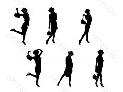  Black girls silhouettes,vector,fashio n