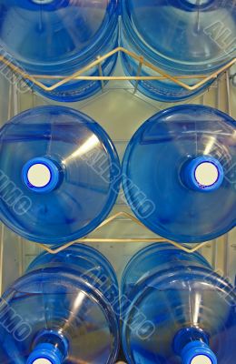 stack of water bottles