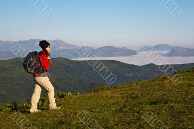 Girl walking on the meadow