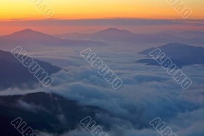 Mountains over the fog