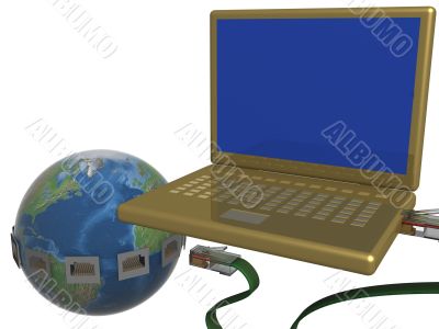 Global communication in the world. 3D image.