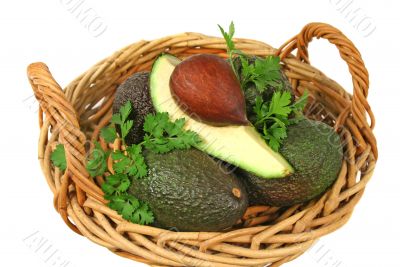 Avocado Quarter In A Basket
