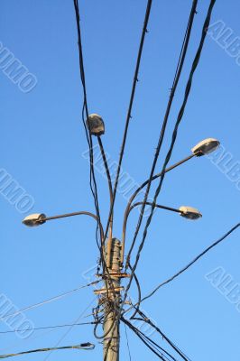 Street lamp and cables
