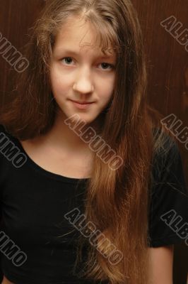 Teenage girl with long hair