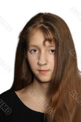 Teenage girl with long hair