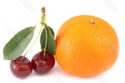 Mandarine and two sour cherries