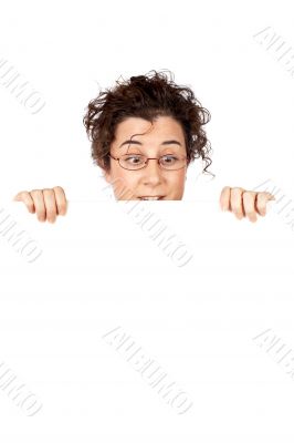 Business woman looking down