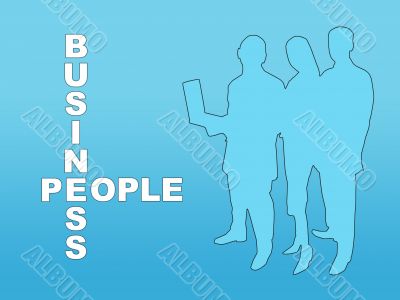 Blue and white business people silhouettes