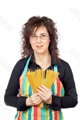 Holding a spaghetti uncooked