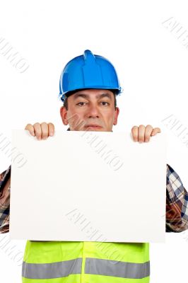 Curious construction worker