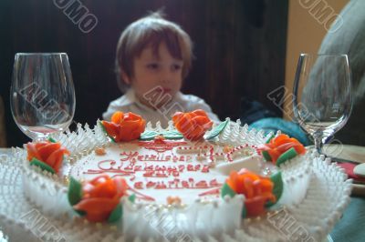 girl and fancy cake