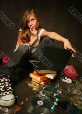 Girl with a computer