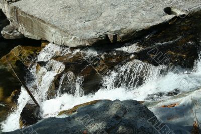 Water falling over rocks