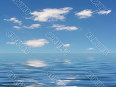 blue sky and water reflections