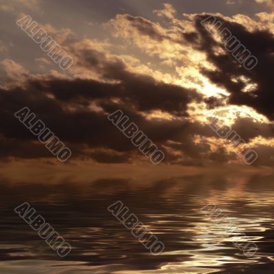 orange sky and water reflections
