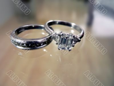 wedding ring & band - diamond & platinum 2