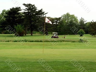 white flag on putting green