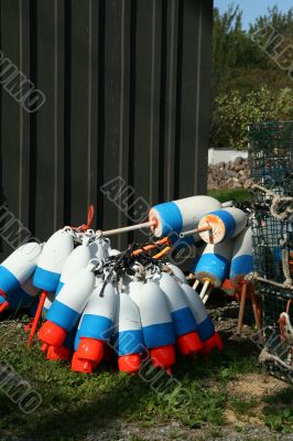 Lobster floats, blue, white, neon