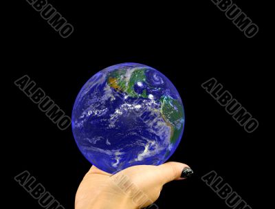 Blue globe on black